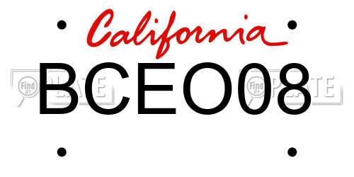 BCEO08 California License Plate