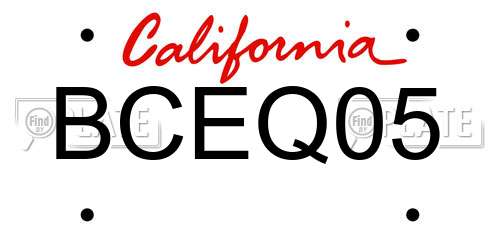 BCEQ05 California License Plate