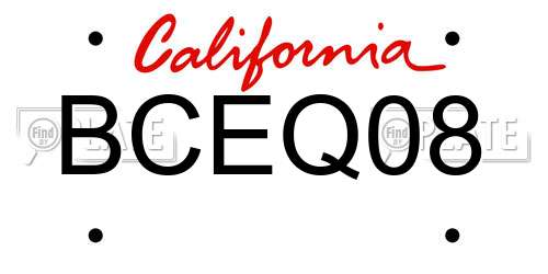 BCEQ08 California License Plate