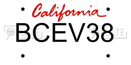 BCEV38 California License Plate