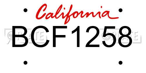 BCF1258 California License Plate