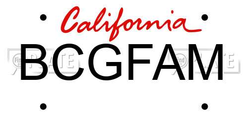 BCGFAM California License Plate