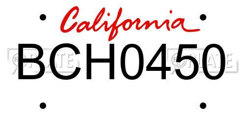 BCH0450 California License Plate