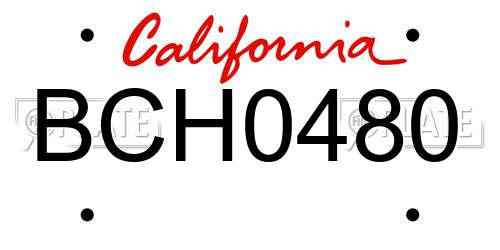 BCH0480 California License Plate
