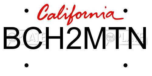 BCH2MTN California License Plate
