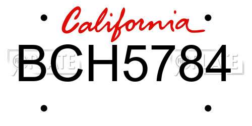 BCH5784 California License Plate