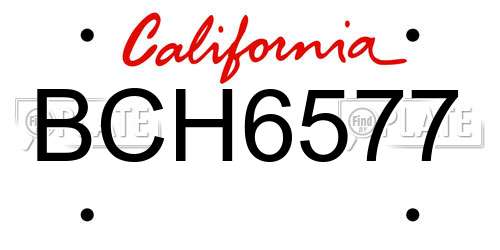 BCH6577 California License Plate