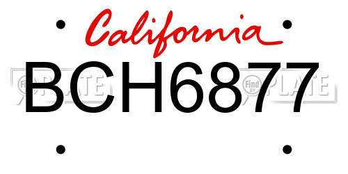 BCH6877 California License Plate