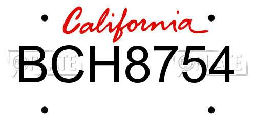 BCH8754 California License Plate