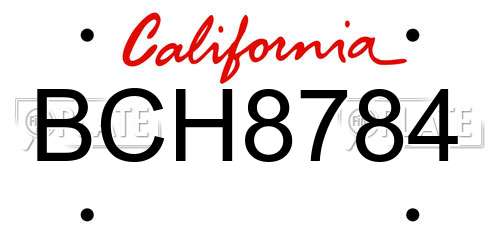 BCH8784 California License Plate