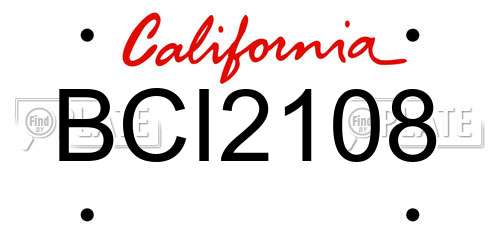 BCI2108 California License Plate