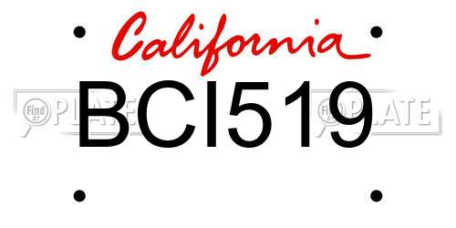 BCI519 California License Plate
