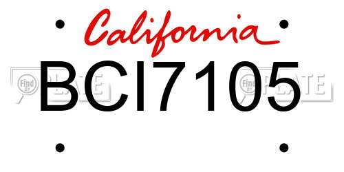 BCI7105 California License Plate