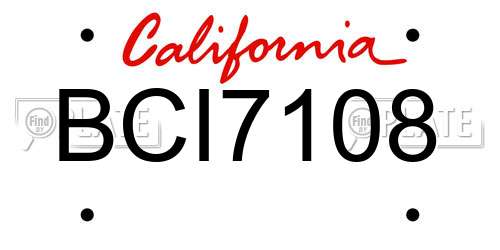 BCI7108 California License Plate