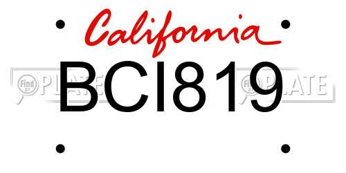 BCI819 California License Plate