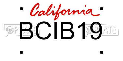 BCIB19 California License Plate