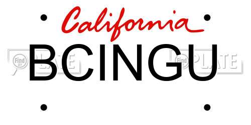 BCINGU California License Plate