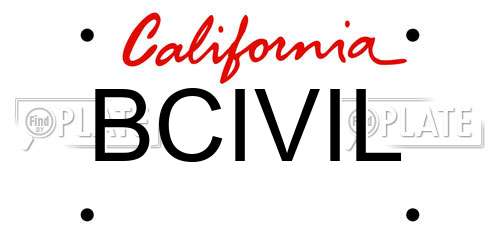 BCIVIL California License Plate