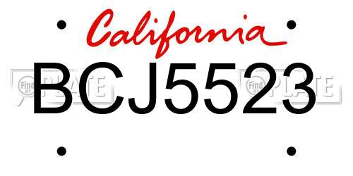 BCJ5523 California License Plate