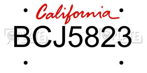 BCJ5823 California License Plate