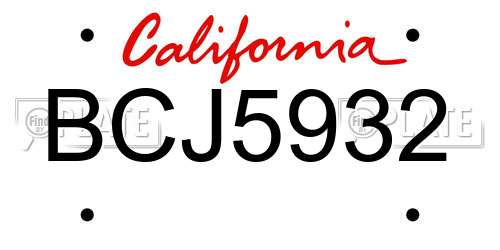 BCJ5932 California License Plate