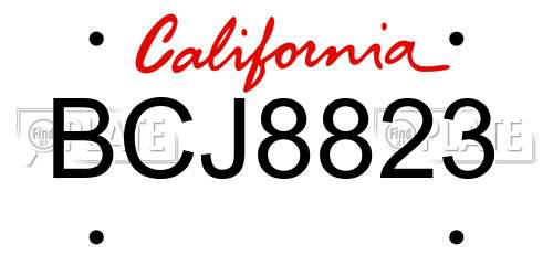 BCJ8823 California License Plate