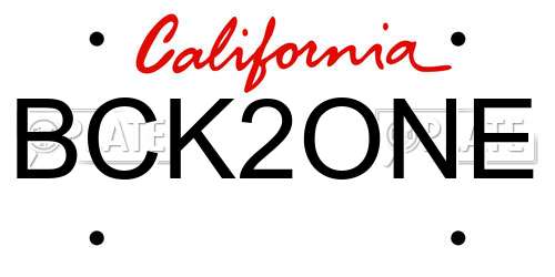 BCK2ONE California License Plate
