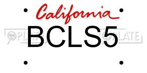 BCLS5 California License Plate