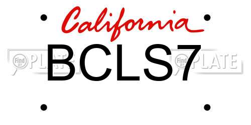 BCLS7 California License Plate