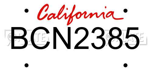 BCN2385 California License Plate