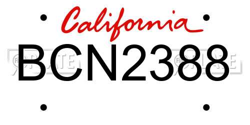 BCN2388 California License Plate