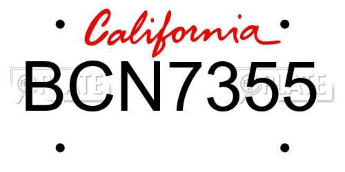 BCN7355 California License Plate