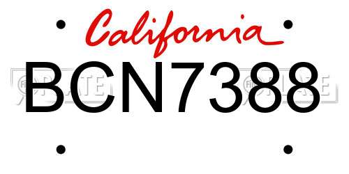 BCN7388 California License Plate
