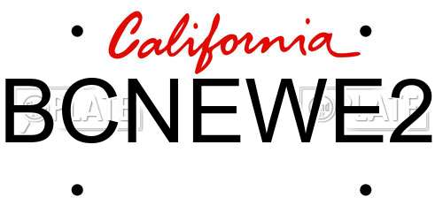 BCNEWE2 California License Plate