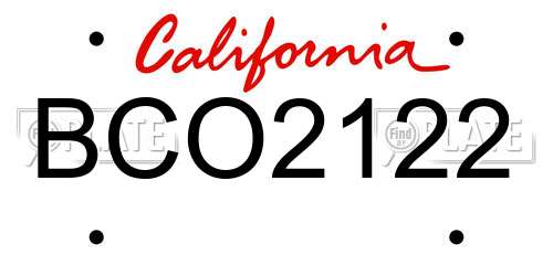 BCO2122 California License Plate