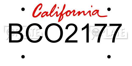 BCO2177 California License Plate