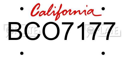 BCO7177 California License Plate