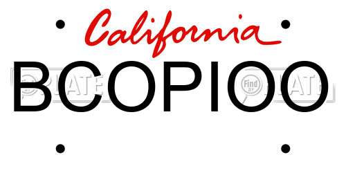 BCOPIOO California License Plate