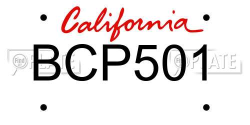 BCP501 California License Plate