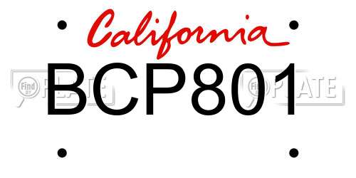 BCP801 California License Plate