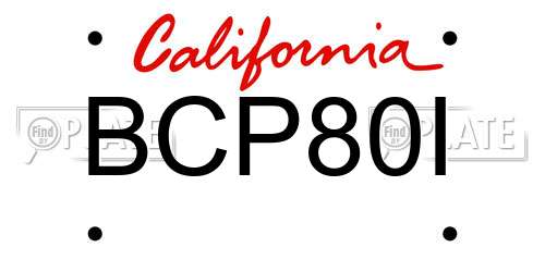 BCP80I California License Plate