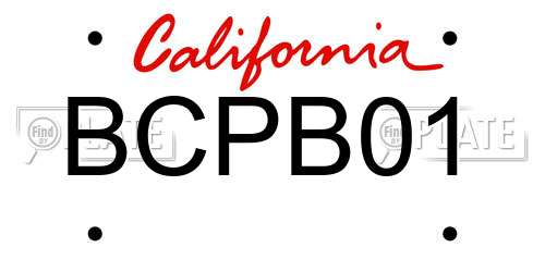 BCPB01 California License Plate