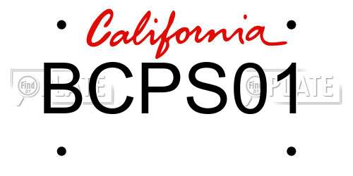 BCPS01 California License Plate
