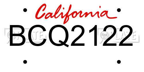 BCQ2122 California License Plate
