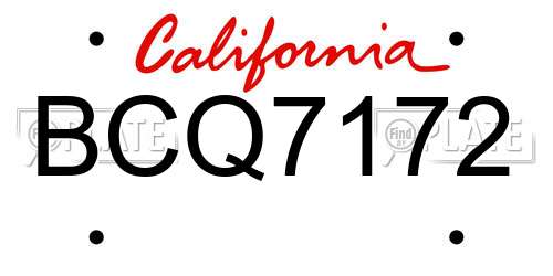 BCQ7172 California License Plate