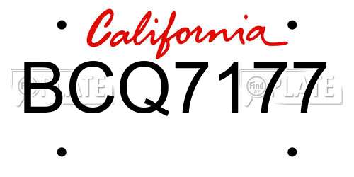 BCQ7177 California License Plate