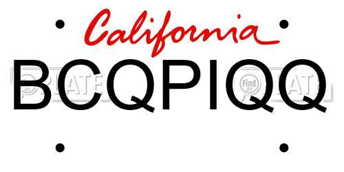 BCQPIQQ California License Plate