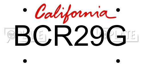 BCR29G California License Plate