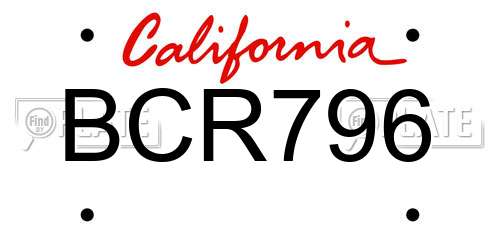 BCR796 California License Plate