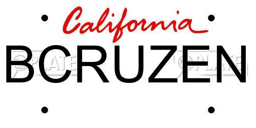 BCRUZEN California License Plate